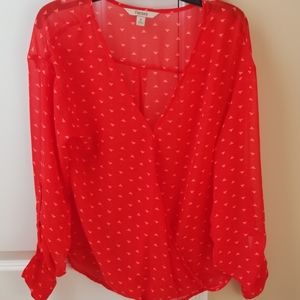 Womens Flowy Decree Sz Medium Printed Blouse